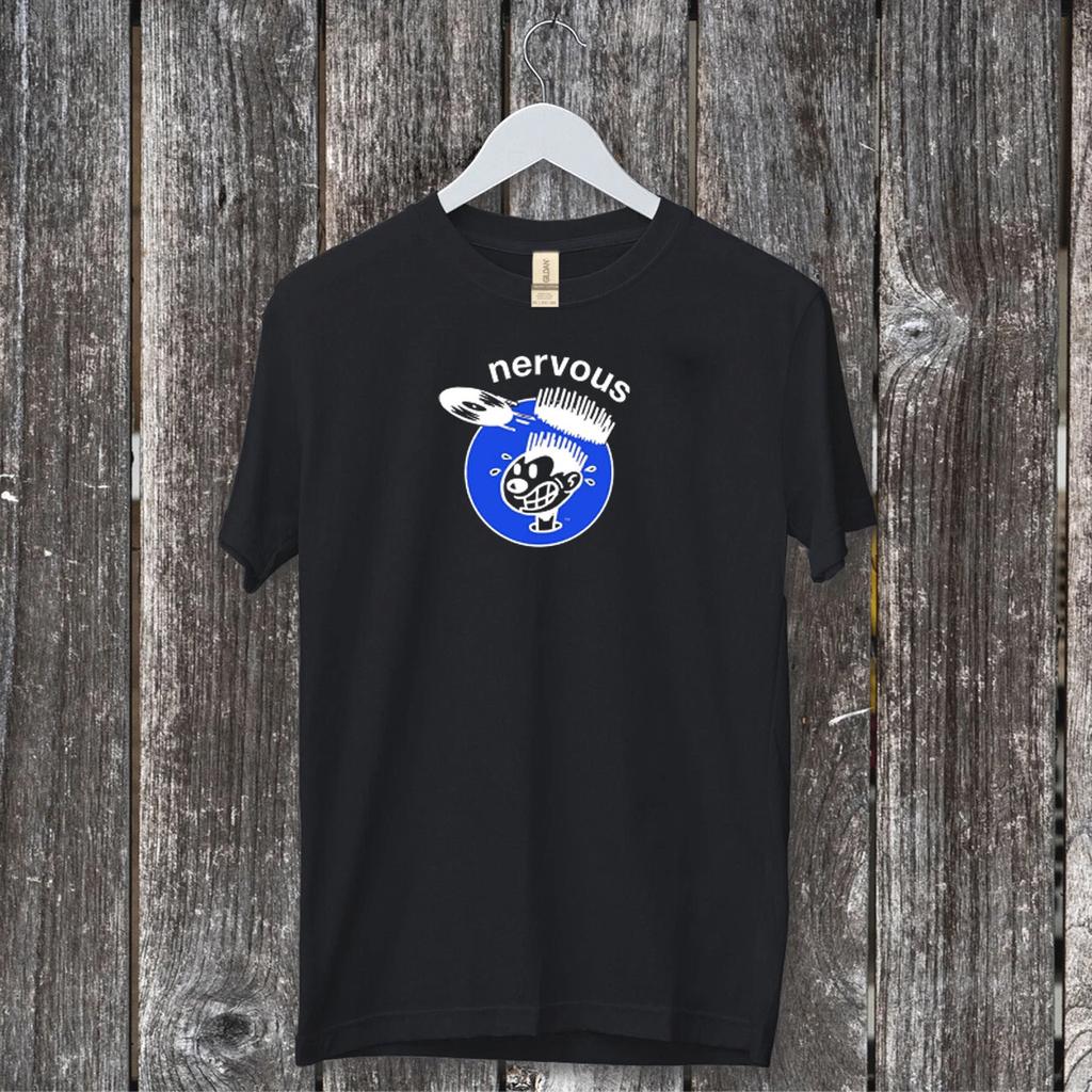 Nervous Records New York Schweres Baumwoll-T-Shirt Größe L