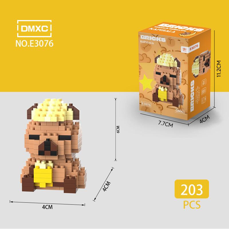 Cute Cartoon Capybara Burger Orange Assembly Building Block Toy Children