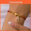 Summer Alphabet Bracelet With Heartshaped Letters Adjustable Stainless Steel Unisex
