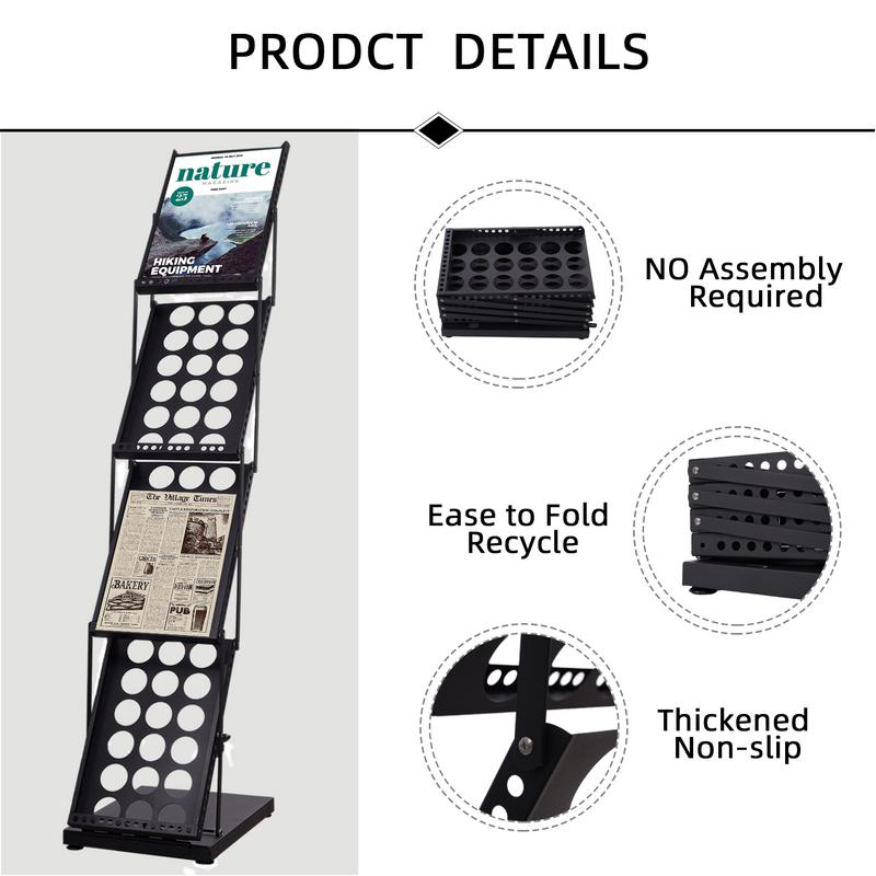 Brochure Display Stand Literature Stand Flyer Display Foldable Catalog Holder Floor-Standing Carrying Bag Included Portable