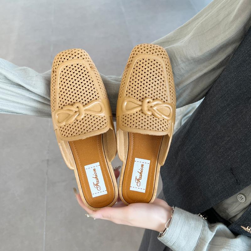 

Тапочки Baotou полутапочки женские модные, простые и универсальные на плоской подошве Muller весна-лето новые ленивые туфли без каблука 40-41 [one size smaller] коричневый