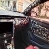 1Pcs High Grade Wear-Resistant Car Dashboard Door Panel Ceiling Decor Fabric Self-Adhesive Black Koi Fish Car Interior Sticker