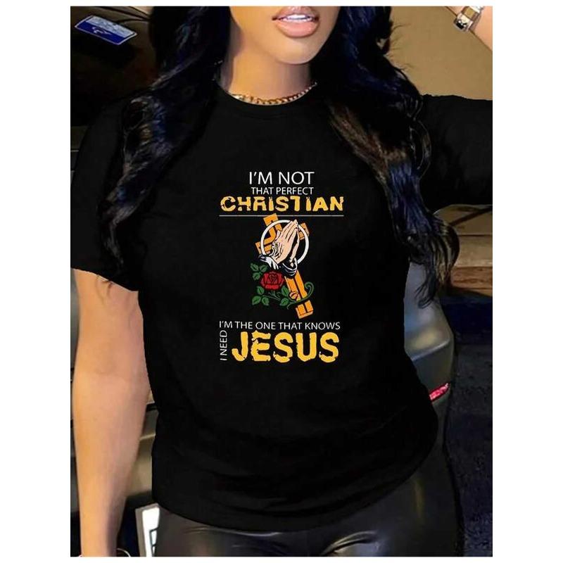 

Women S Casual T-Shirt I m Not That Perfect, I Need Print, 100%, Crew-Neck, Regular Oversize, Fabric, Ideal for Thanksgiving and Christmas Gifts 4XL чорний