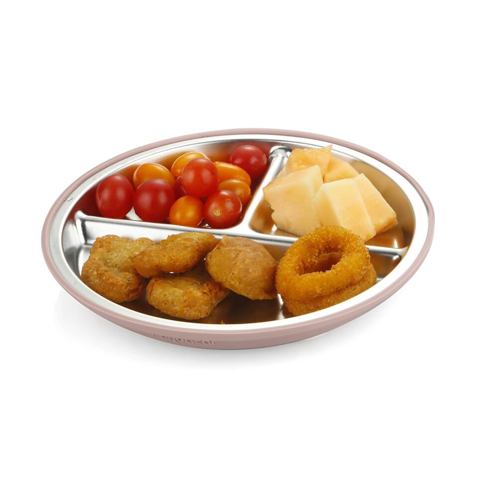 PandaEar Set da 8 Pezzi in Acciaio Inossidabile per Pappa del Bambino, 2 Piatti con Ventosa per Bambini & 2 Ciotole per Bambini Piccoli & 2 Set di Posate (Cucchiaio e Forchetta), Posate per Bambini Piccoli, Piatti Divisi