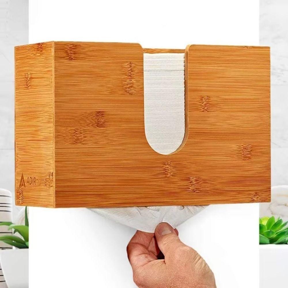 Creative Wooden Napkin Holder Wall Mounted Paper Storage Holder Hanging Tissue Box Desktop Decor