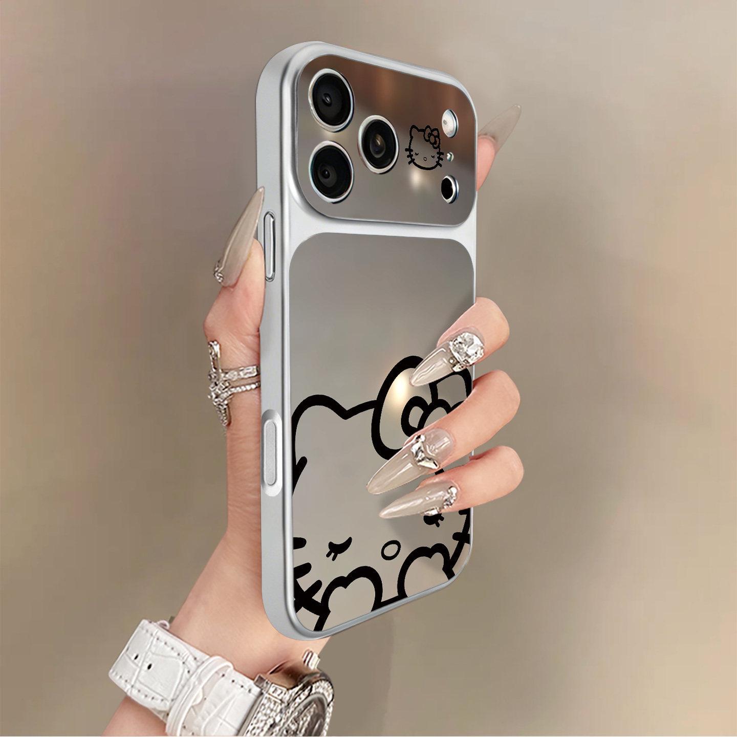 

Line Cat Phone Case Compatible with iPhone 17 Pro Max, 16 Pro, 16 Plus, and 15 Mirror Models iPhone 14 Pro