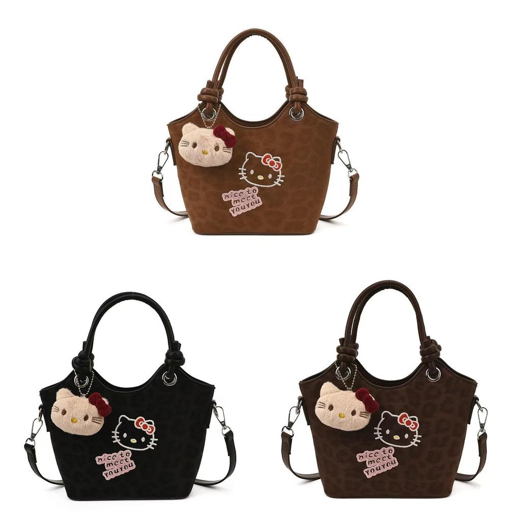 Cartoon Hello Kitty Pu Shoulder Bag With Pockets For Daily Use