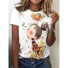 Modern and Beautiful Girl Fashion Women's Christmas and New Year T-shirt Clothing Printed Pattern Short Sleeve T Women's T-shirt