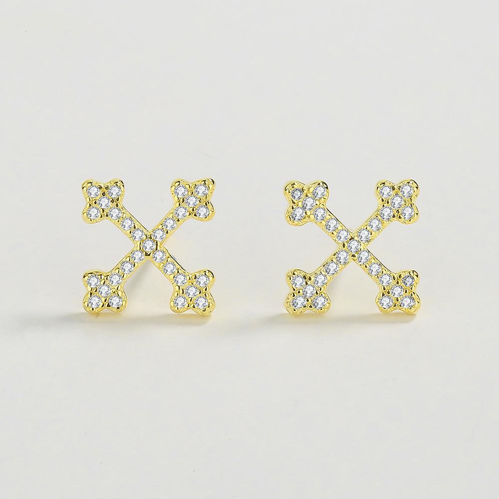 

Изысканные парные серьги-гвоздики с крестом для женщин, снег, полный бриллиантов, оригинальное серебро S925, подарочные ювелирные изделия из стерлингового серебра, женские украшения China жёлтый