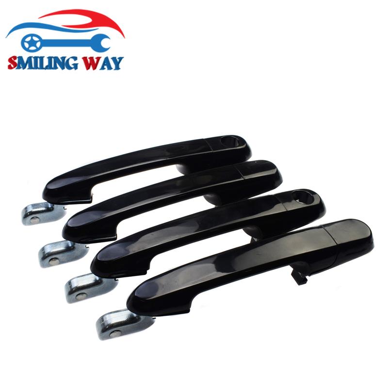 4 Pcs Black Car Outside Door Handle For Hyundai Accent 1.6L 2006 2007 2008 2009 2010 Front Rear Left Driver & Right Passenger