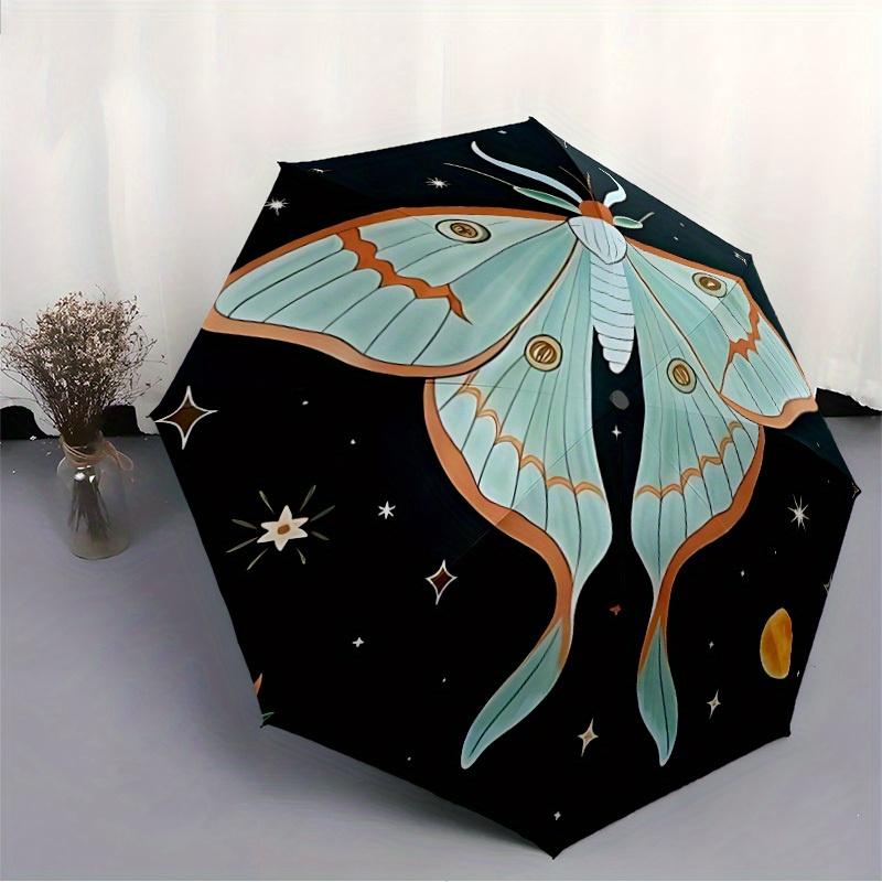 1pc Moonlight Butterfly Automatic Open/Close Umbrella with Windproof, Functional Design, 8-Rib Sturdy Canopy