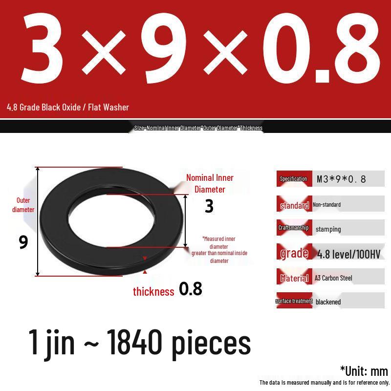Blackened Enlarged Thickened Metal Washer - M3-M42