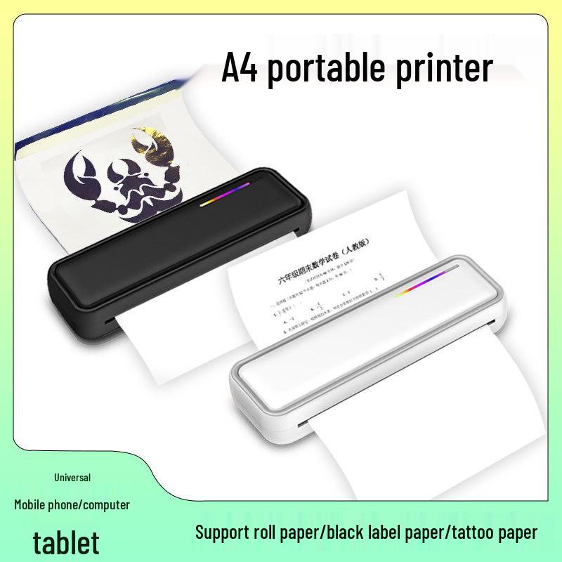 A4 Inkless Bluetooth Thermal Mini Printer for Tattoos, Documents, Photos, Office Labels.