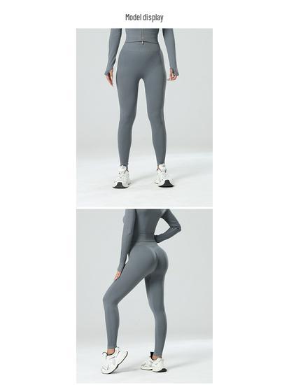 European & American Women's Seamless High Waist Yoga Pants - Tummy Control, Hip Lift, Nude Feel, Quick-Drying, Tight Fit for Cycling & Fitness.