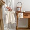 INS Korean Style Baby Girl Waffle Lace Romper - Short Sleeve Hooded Crawling Suit for Summer Newborns
