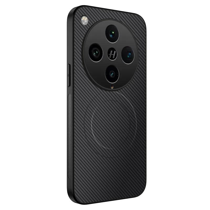 Magnetic Silicone Case For OPPO Find X8 Pro Wireless Charging Carbon Fiber PU Leather Texture Anti-Drop Soft Cover Phone Cases
