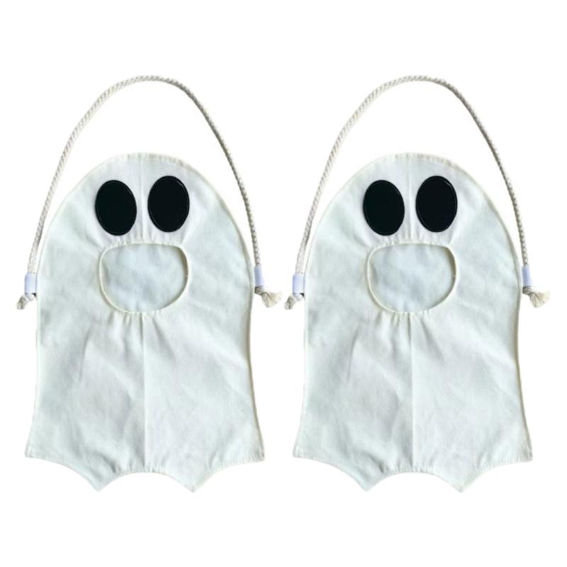 Halloween Ghost Candy Bags with Handles Candy Storage Trick or Treat Tote Reusable Party Favor Gift Bag for Kids