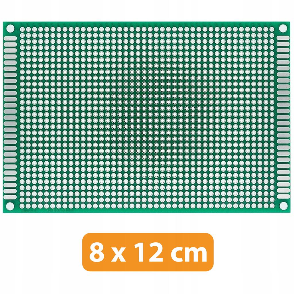 Rosfix Dwustronna Płytka Prototypowa 80 x 120 mm – Uniwersalna do Montażu THT | Raster Otworów 2,54 mm | Zielona Soldermaski