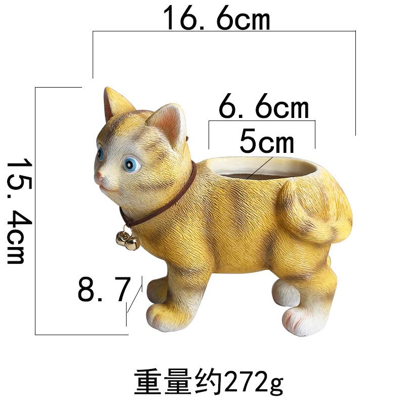 Cartoon Cat Resin Succulent Flower Pot Home Office Balcony Green Plant Cute Flower Utensil Gardening Decorative Ornament