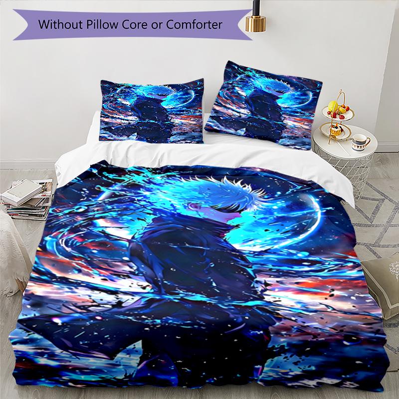 3pcs Gojo Satoru Pattern Bedding Set Duvet Cover Set Includes Duvet Cover &pillowcases, Perfect All Season Bedroom Decoration & Gift