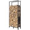 Steel Log Rack, Adjustable Width and Height, Firewood Shelf, Load 100 kg, 75.5 x 25 x 170 cm, Black