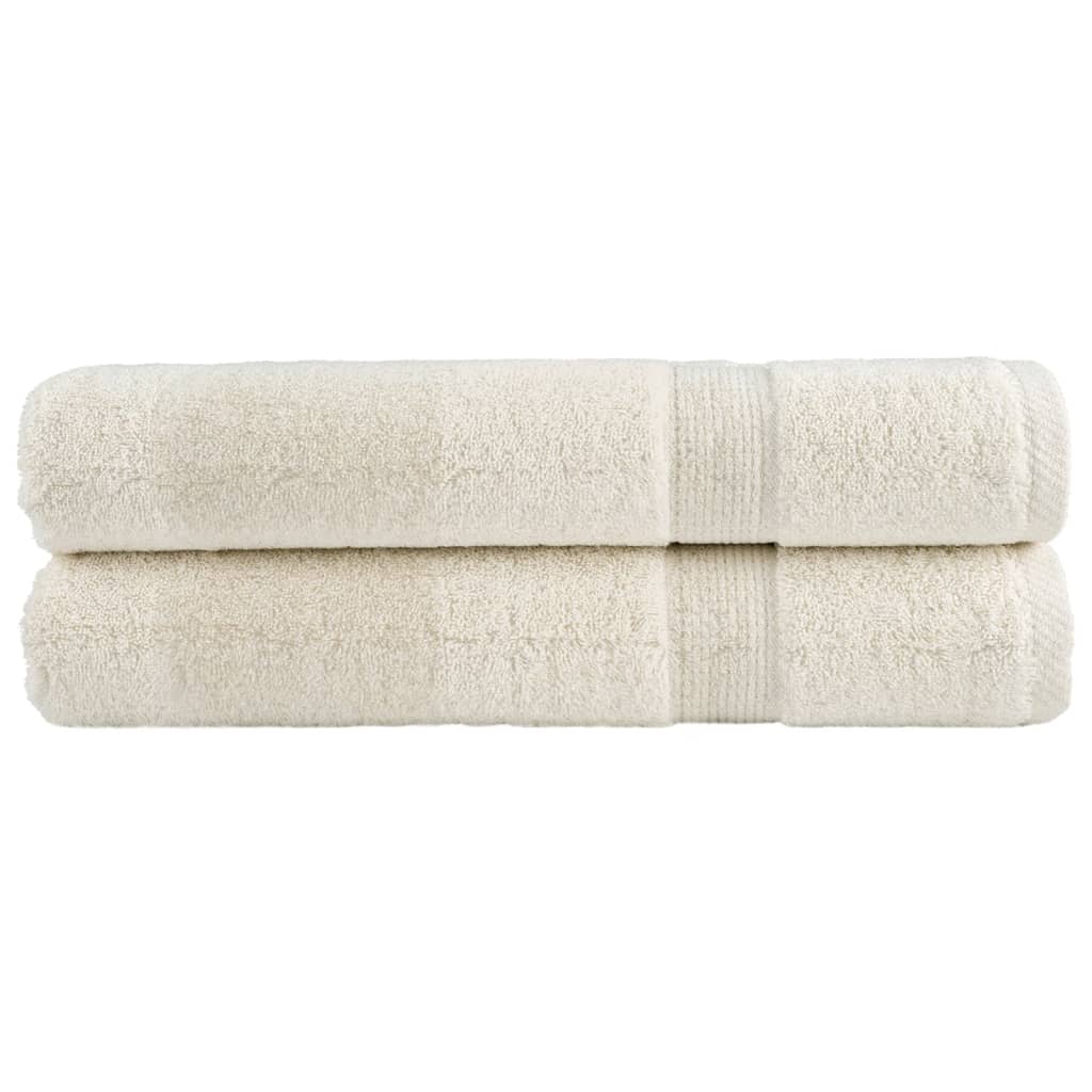 Premium Sauna Towels SOLUND 2 pcs Cream White 80 x 200 cm 600 g m²