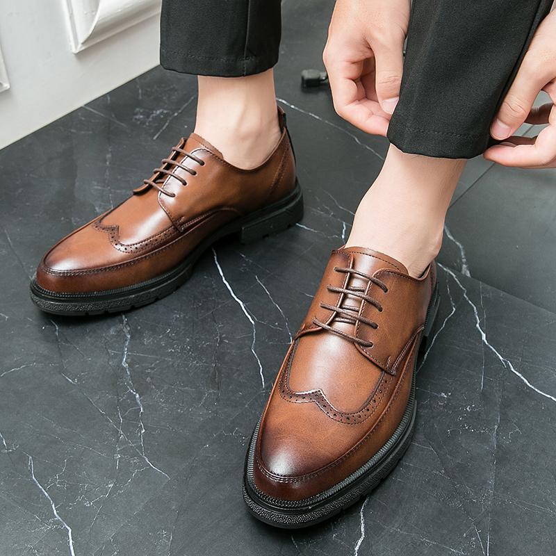 Men Dress Buisness Shoes Lace Up Fashion Male Oxfords Italian Business Formal Men's Shoes Wedding Party Leather Mens Suits Shoes