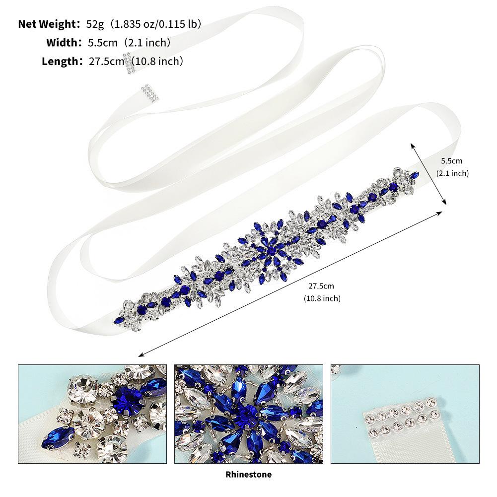 

Elegant Inlaid Diamond Rhinestone Bridal Belt for Wedding & Evening Dresses синий