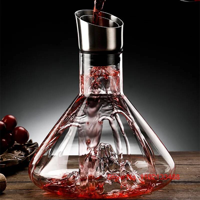 1500ml Crystal Wine Decanter Artistic Enjoyable Wineware Drinking Set Gold Iceberg Waterfall Sober Dispenser Container Bottle
