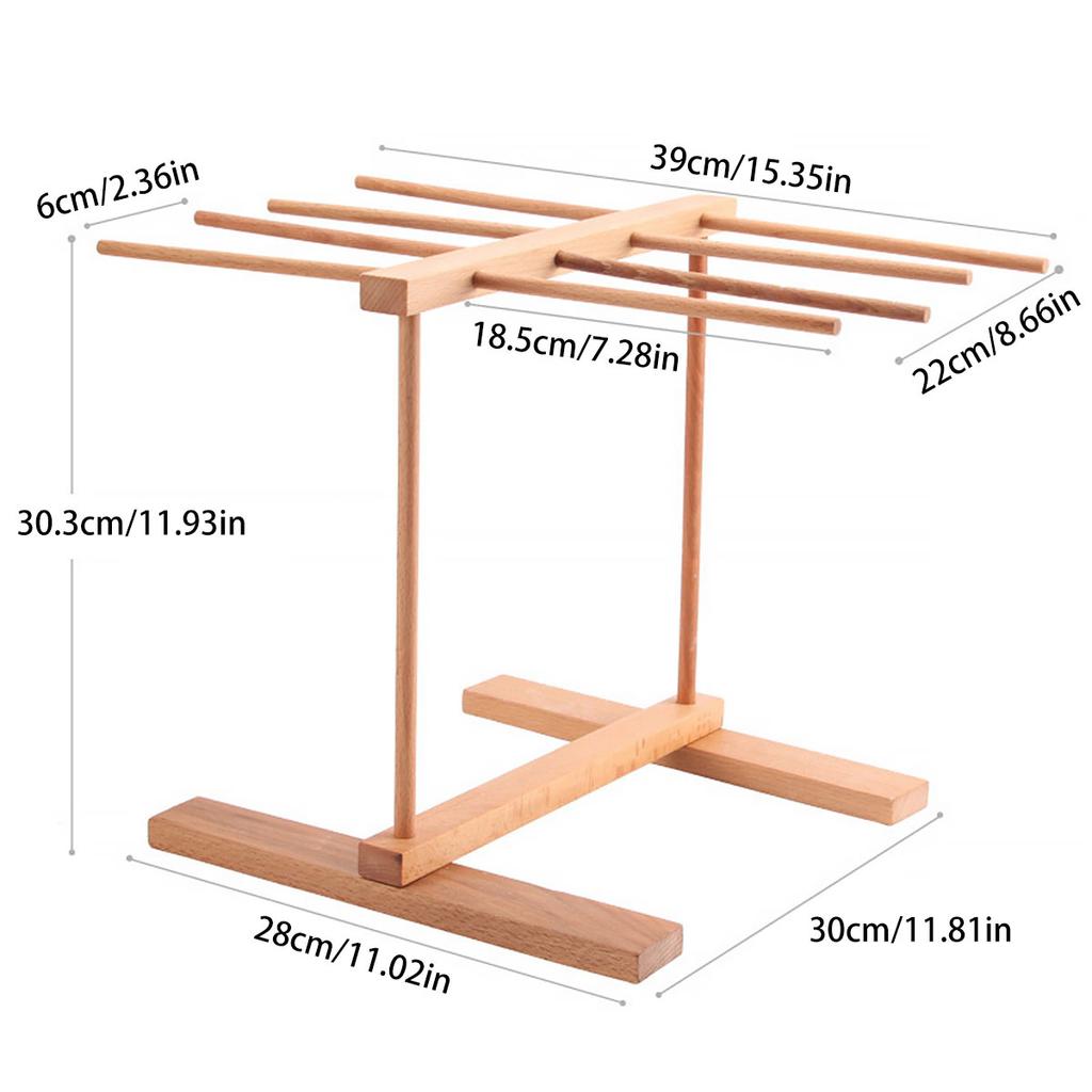 Rotary Pasta Drying Rack Wood Collapsible Detachable Kitchen Stand Dryer Tools Easy Installation Pasta Hanging Rack Portable
