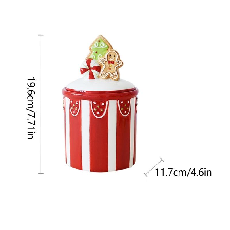 Ceramic Christmas Storage Jar with Lid, 700ml Holiday Candy Canister for Counter Display, Tea Bag Storage, Coffee Bar Accent Use Home