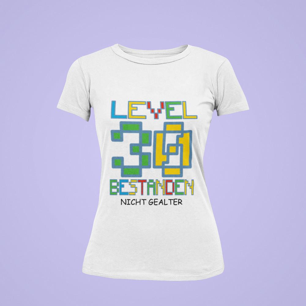 Personalisiertes Level Alter Geburtstags Gaming Pixel Controller Damen T-Shirt
