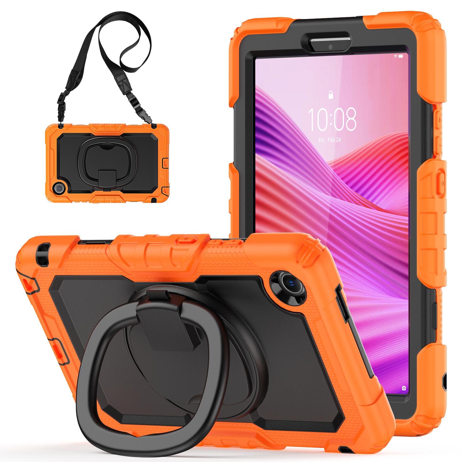 

For Lenovo Tab K9 TB305FU Kickstand Case PC+Silicone Tablet Cover with Shoulder Strap Orange