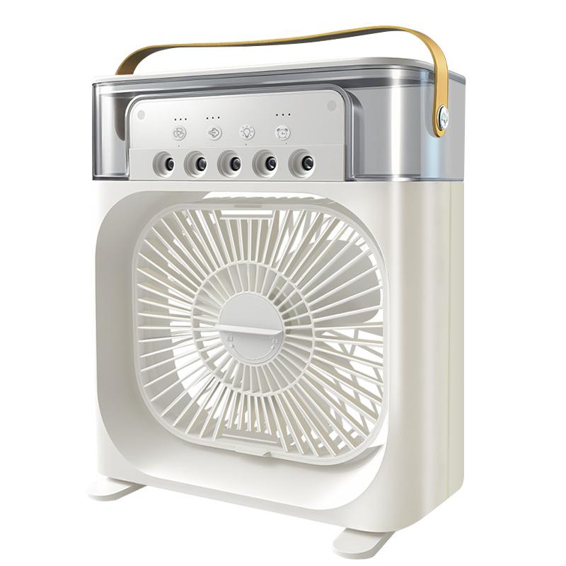 Портативный кондиционер Пятидырочный портативный вентилятор Охлаждающий вентилятор с распылением Пятидырочный увлажнитель, Три скорости регулировки, Быстрое охлаждение, Резервуар для воды 20,29 унции белый