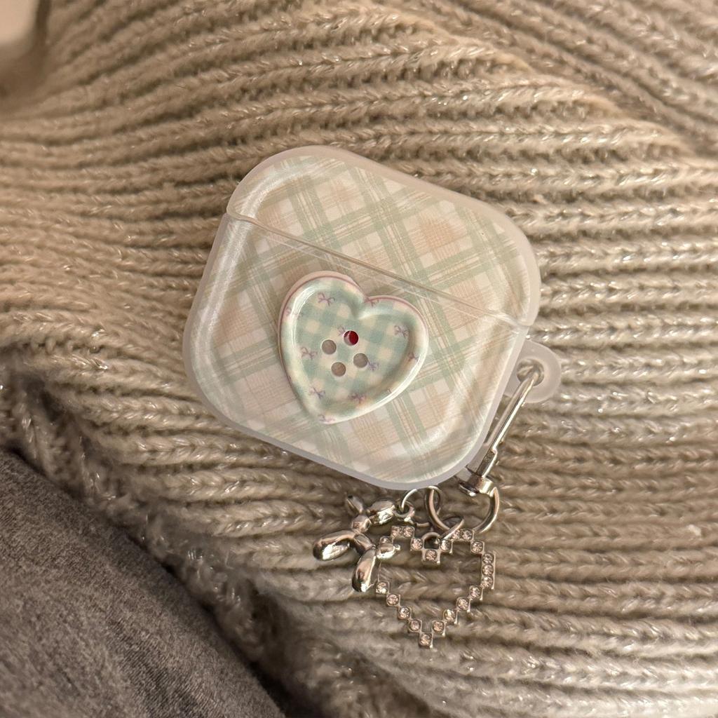 3D Green Checkered Button AirPods Pro 2 Case