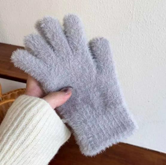 

Женские зимние велосипедные перчатки - Флисовая подкладка без пальцев с искусственным кроличьим мехом, Милый стиль, 2025