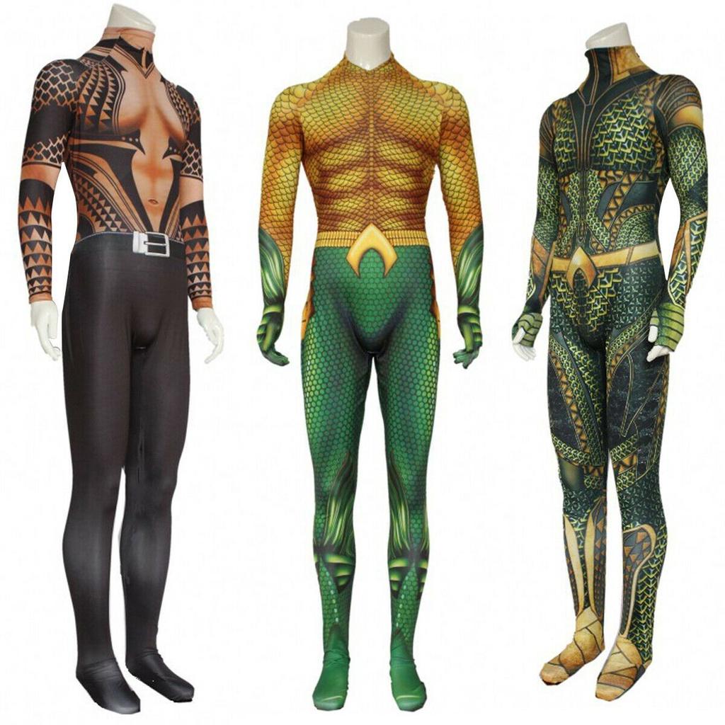 Aquaman Arthur Curry Cosplay Kostüm Bodysuit Perfekt für Halloween Cosplay**