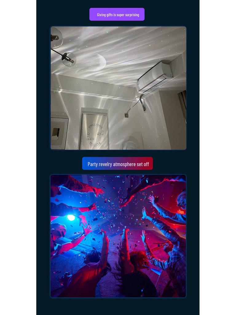 Little Wrist Starry Sky Light Projector: Dreamy Bedside Speaker with Water Ripple Effect for Kids' Rooms