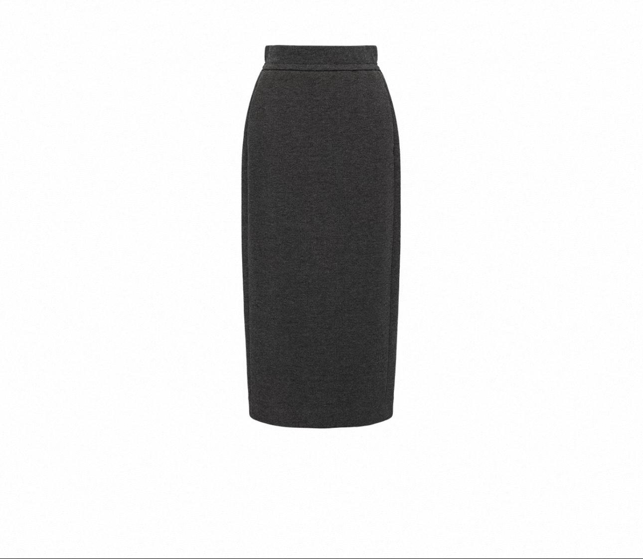 

EP2025 Winter Women s Elastic Waist Knit Skirt - Machine Washable, Straight Leg Size 6 серый