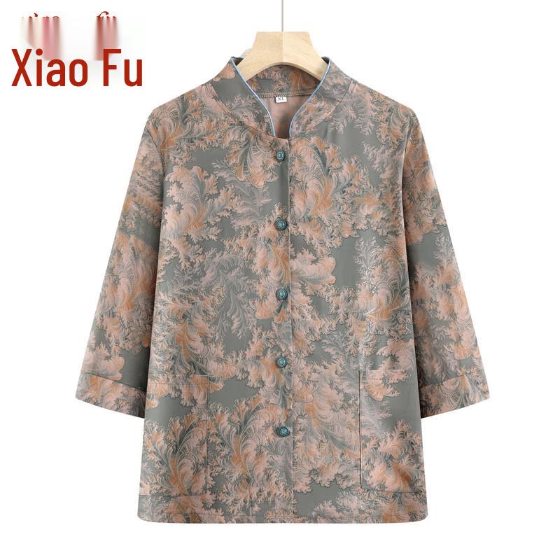 

Women s Floral Print Seven-Sleeve Cardigan Shirt XL