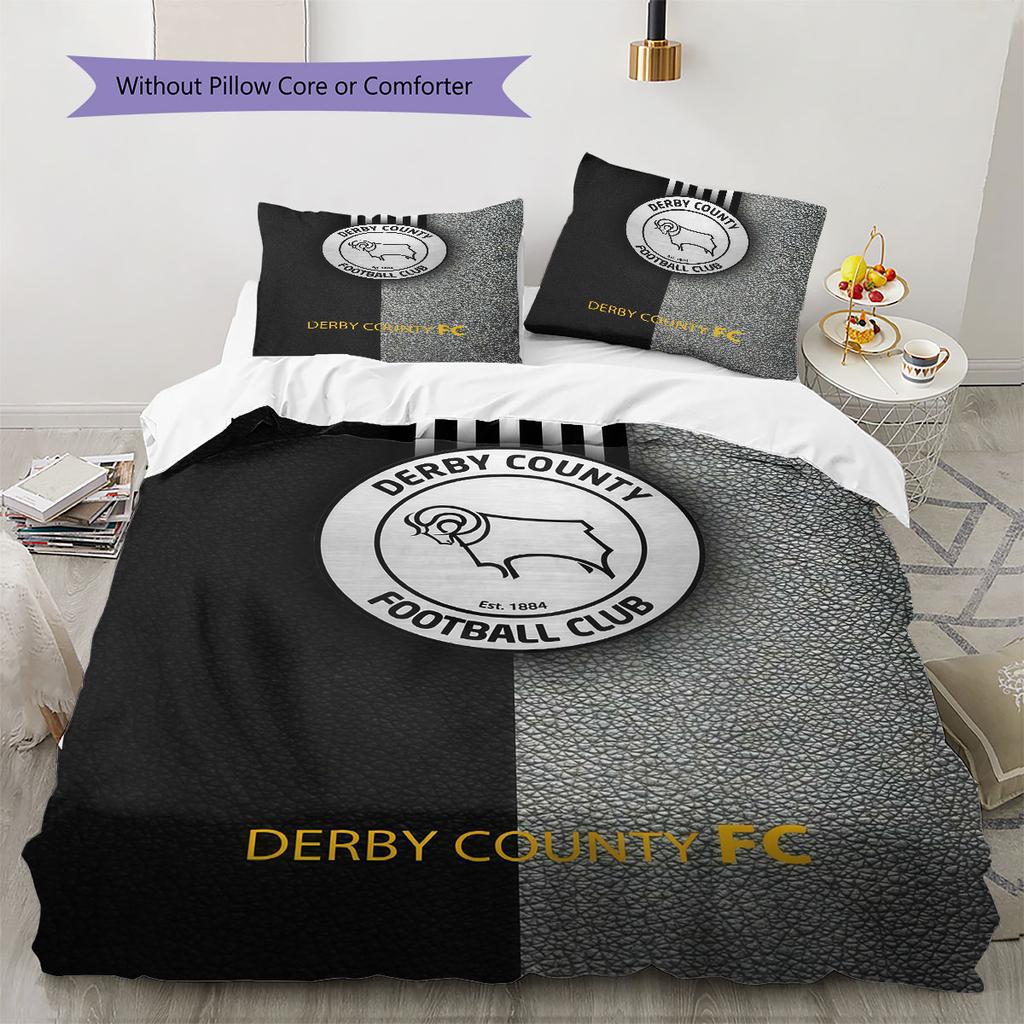 Derby County Bedding Quilt Set Quilt Cover Pillowcase Home Decoration Birthday Gift (1 * Duvet Cover + 2 * Pillowcase, Without Core)