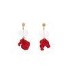 My Omelet Rough Flower Earrings Red