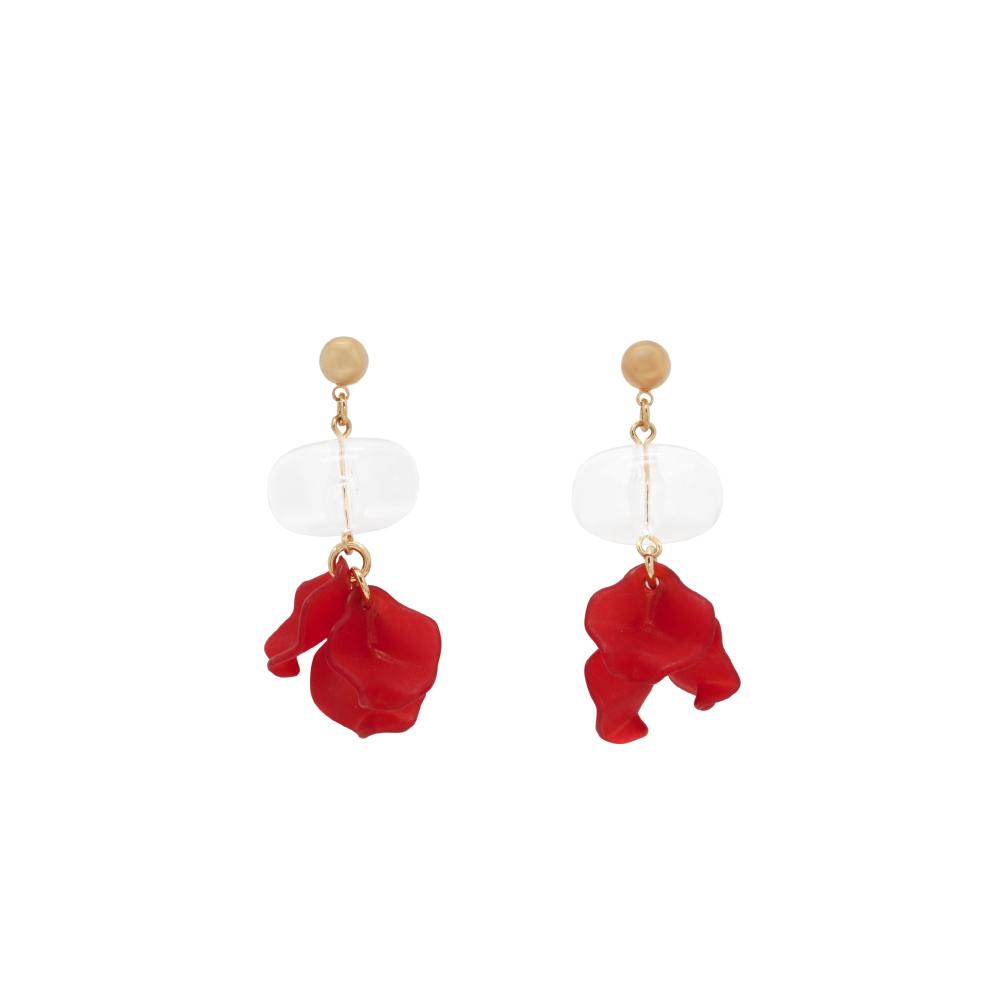 My Omelet Rough Flower Earrings Red