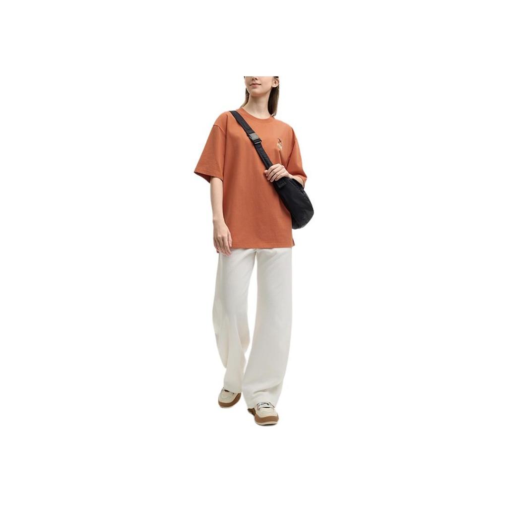 New FILA X Maison Kitsune Little Fox T Shirt Men's Ancient Embroidery Orange F11U529101F-OR