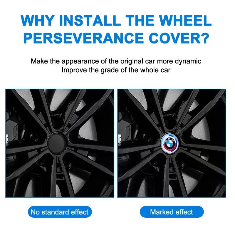 4 Stück 60mm Auto Radnabenkappe Felgenabdeckung Emblem Aufkleber Für BMW 50TH E46 E39 E90 E60 E36 F30 F10 E34 E30 20 Autozubehör