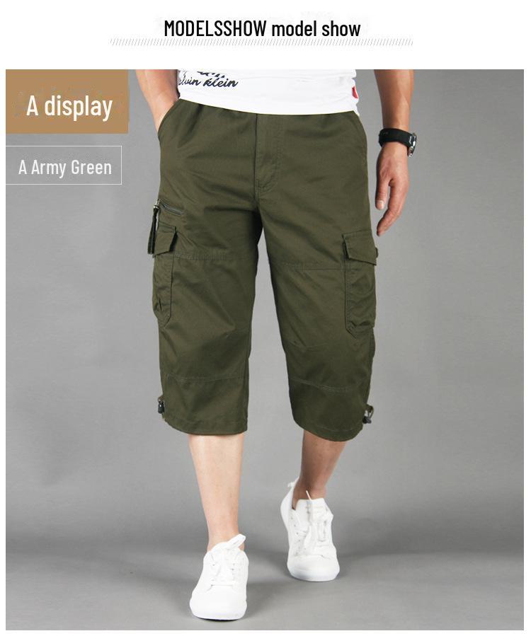 Locker geschnittener verkürzter Overall mit mehreren Taschen für Herren: Leichte, mittellange Outdoor-Freizeitshorts