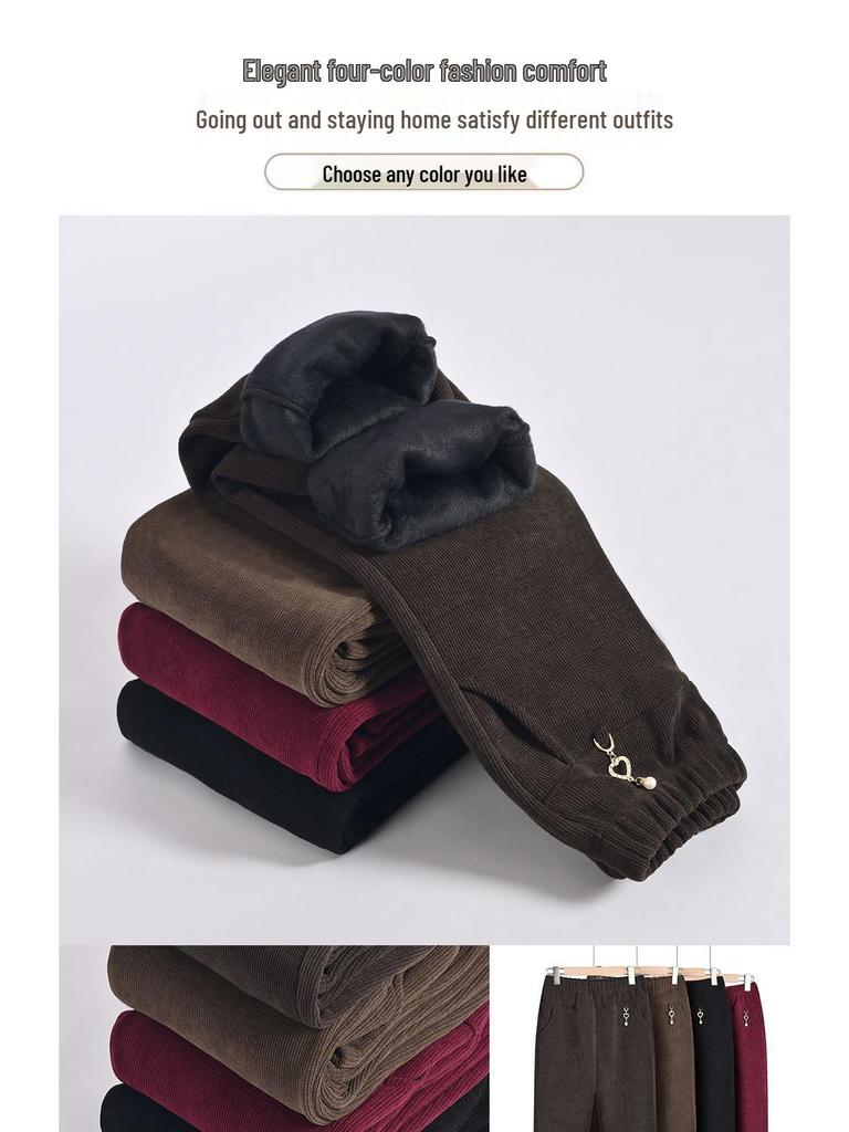 Omas Übergrößen Kordhosen mit Fleecefutter für Frühling, Herbst und Winter