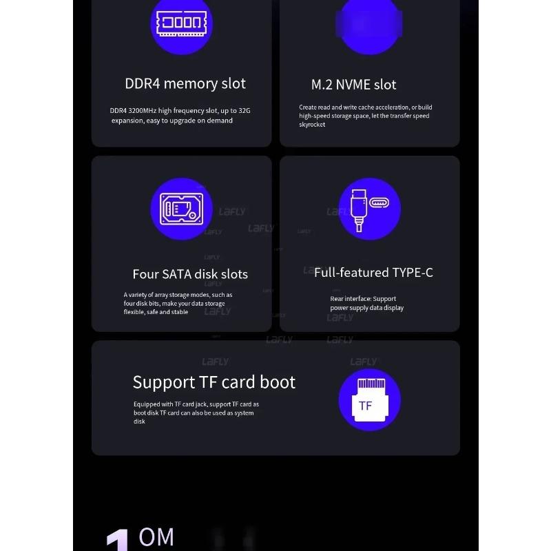 AOOSTAR 2025Intel Quad Core N150 MiniPC Home Cloud HDD a 4 Alloggiamenti SSD Doppio Display USBType-C Doppia LAN Archiviazione Domestica NAS Computer