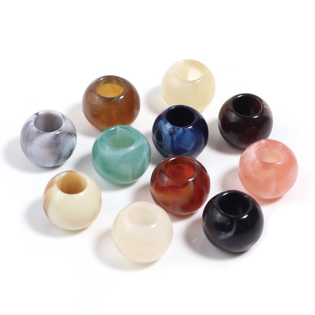 50pcs Dual Color Imitation Jade Acrylic Beads Round Large Hole Beads Loose Spacer Beads For Jewelry Making DIY Keychain Bracelet