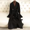 Womens Double-Sided Wool Coat Oversized Longline Trench Style Knee-Length Loose Fit British Elegant Winter Outerwear